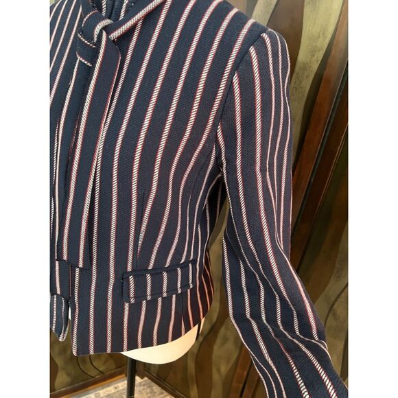 Banana Republic red, white and navy stripe jacket with bow tie. Size 6. - Picture 2 of 12
